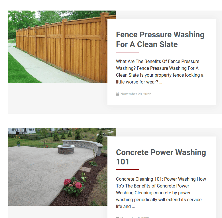 pressure washing website blog screenshot