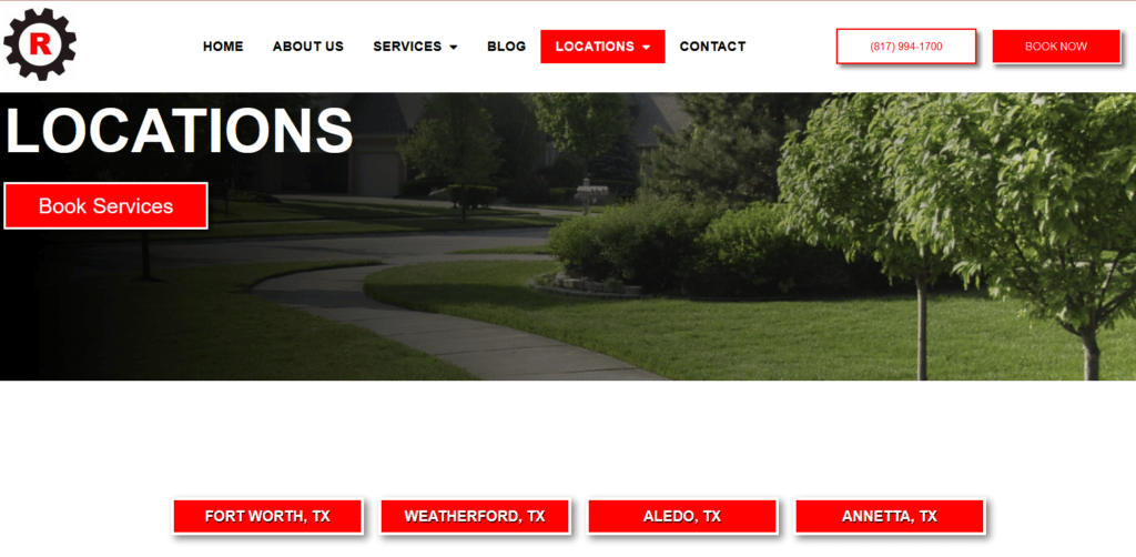 reecon pressure washing website locations screenshot