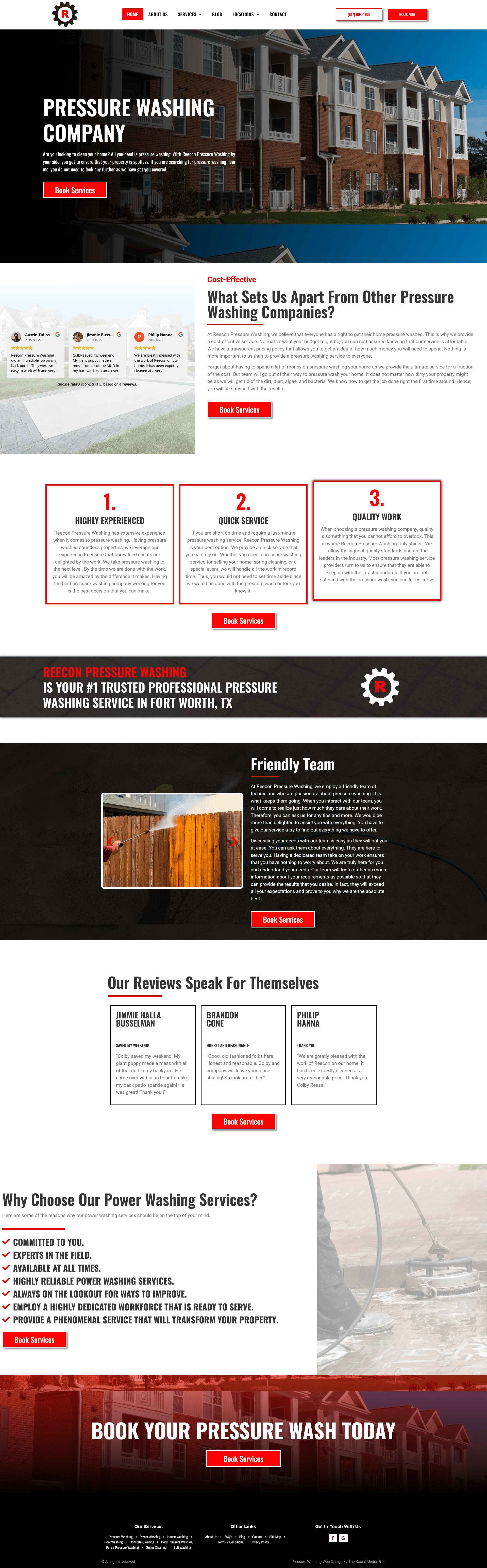 reecon pressure washing website screen shot