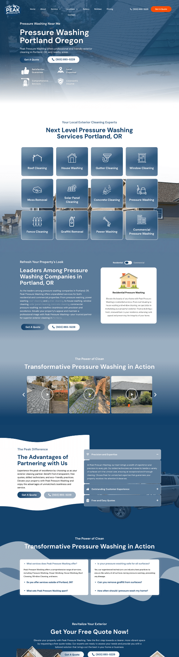 Pressure Washing Website Example Peak