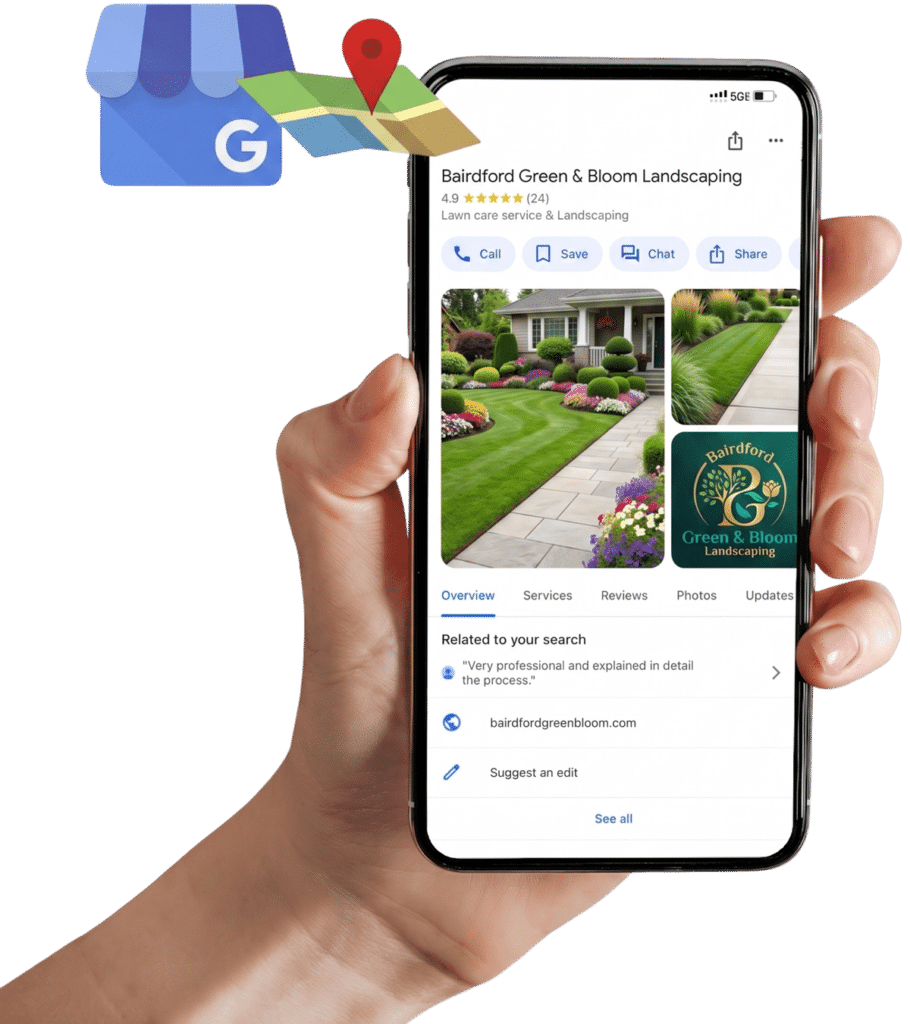 Lawn and landscape google business profile